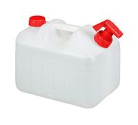Relaxdays Bidón con Grifo, Tapón de Rosca, Depósito de Agua Potable, para Camping, 10L, Sin BPA, 1 Ud., Blanco & Rojo