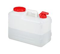Relaxdays Bidón con Grifo, Tapón de Rosca, Depósito de Agua Potable, para Camping, 15L, Sin BPA, 1 Ud., Blanco & Rojo
