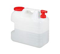 Relaxdays Bidón con Grifo, Tapón de Rosca, Depósito de Agua Potable, para Camping, 20L, Sin BPA, 1 Ud., Blanco & Rojo
