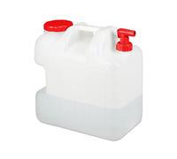 Relaxdays Bidón con Grifo, Tapón de Rosca, Depósito de Agua Potable, para Camping, 25L, Sin BPA, 1 Ud., Blanco & Rojo