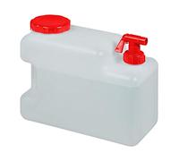 Relaxdays Bidón de Agua con Grifo, Tapa de Rosca Ancha, Accesorio de Camping, 12L, Sin BPA, Blanco & Rojo, 1 Ud.