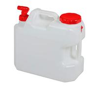 Relaxdays Bidón de Agua con Grifo, Tapa de Rosca Ancha, Accesorio de Camping, 18L, Sin BPA, Blanco & Rojo, 1 Ud.