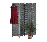 Relaxdays Biombo separador de ambientes 4 paneles gris