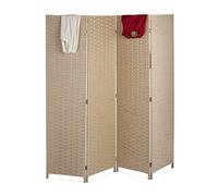 Relaxdays Biombo 4 Paneles, 180 x 180 cm, Separador Ambientes Plegable, Moderno, Mampara, Plástico, Color Beige