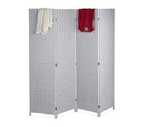 Relaxdays Biombo 4 Paneles, 180 x 180 cm, Separador Ambientes Plegable, Moderno, Mampara, Plástico, Color Blanco y Gris