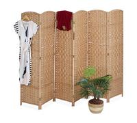 Relaxdays Biombo 6 Paneles, Separador Ambientes Plegable, Madera y Papel de Cuerda, 170 x 240 cm, Variedad de Colores