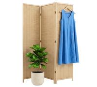 Relaxdays biombo de 3 Paneles Plegable, Separador de ambientes, Natural