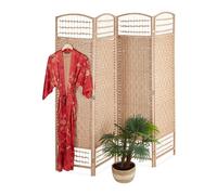 Relaxdays Biombo de 4 paneles color natural marrón claro