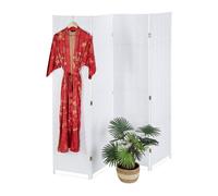 Relaxdays Biombo de 4 paneles en blanco blanco