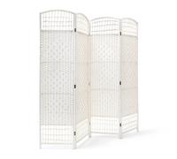 Relaxdays Biombo de 4 partes plegables bambú blanco
