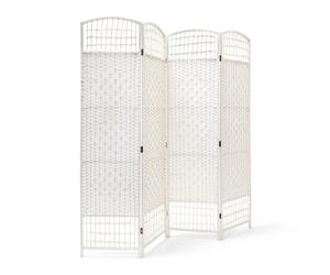 Relaxdays Biombo de 4 partes plegables bambú blanco