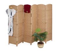 Relaxdays Biombo, 6 Paneles, Separador Ambientes Plegable, 170x241 cm, Interior, Madera, Cuerda Papel, Parabán, Natural, Tablero de Fibras