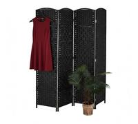 Relaxdays Biombo Separador, 170x160 cm, Plegable, 3 Paneles, Madera, Negro