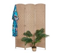 Relaxdays Biombo separador de ambientes 3 paneles marrón claro