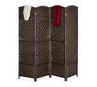 Relaxdays Biombo separador de ambientes 4 paneles marrón