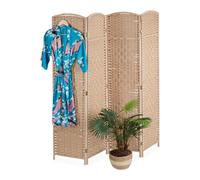 Relaxdays Biombo separador de ambientes 4 paneles marrón claro