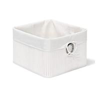 Relaxdays, Blanco Caja de almacenaje, Funda Textil, Bambú, Rectangular, Accesorio Decorativo, 20x31x31 cm, Acero, 20 x 31 x 31 cm