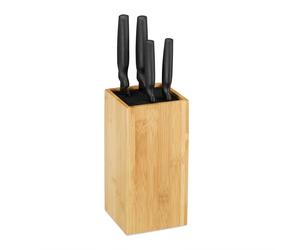 Relaxdays Bloque cuchillos vacío de bambú marrón claro,negro