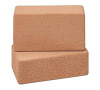 Relaxdays Bloque Yoga, Set de 2, Tacos Pilates de Corcho, Ejercicios Gimnasia, 12 x 22,5 x 7 cm, Antideslizante, Natural