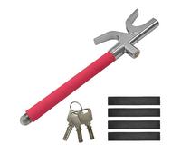 Relaxdays Bloqueo de Volante Ajustable para Coche, antirrobo, Universal, Acero, Rojo/Plata