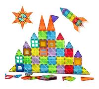 Relaxdays Bloques magnéticos XXL 100 Piezas, Formas variadas, Juguete a Partir de 3 años, Coloridos 4.5x30x23 cm