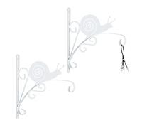 Relaxdays Blumenampelhalterung 2er Set Schnecke Pack 2 Ganchos Macetas Pared, Colgadores Maceteros con Caracol, 30x30,5x2 cm, Perchas Jardín, Hierro, Blanco