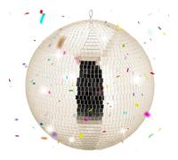 Relaxdays Bola de Discoteca Ø 50 cm, Decorativa Colgante para Fiestas Champán