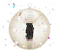 Relaxdays Bola de Discoteca Decorativa, Ø 25 cm, con argolla, Color champán
