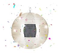 Relaxdays Bola de Discoteca espejada Ø 30 cm con Anilla metálica para Fiesta champán