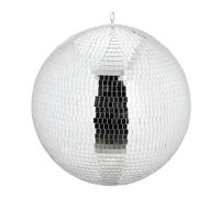 Relaxdays Bola de Discoteca Plateada Ø 50 cm con Luz Espejo Decorativa para Colgar con Ojal Metálico