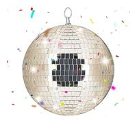 Relaxdays Bola de Espejo de 20 cm para Fiestas Decorativa Colgante champán