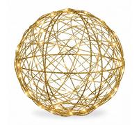 Relaxdays Bola LED Decorativa Dorada, a Pilas, de Alambre, Ø 20 cm