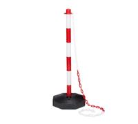 Relaxdays Bolardo de plástico con cadena blanco,rojo,negro