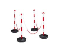 Relaxdays Bolardo de plástico con cadena blanco,rojo,negro