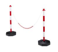Relaxdays Bolardo de plástico con cadena blanco,rojo,negro