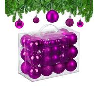 Relaxdays Bolas Árbol Navidad, 50 Unidades, Plástico, Brillantes y Mates, Decoración Navideña, Adornos, Fucsia, 100%, 50er Set