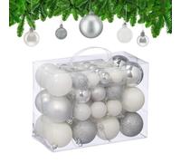Relaxdays Bolas árbol Navidad en set blanco,plata