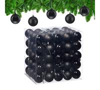 Relaxdays Bolas Árbol Navidad, Set 100, Plástico, Diseño en Mate y Brillante, 6 cm, Decoración, Adornos Navideños, Negro