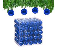 Relaxdays Bolas Árbol Navidad, Set 100, Plástico, Diseño Brillante, 6 cm, Adornos Navideños, Decoración Natal, Azul