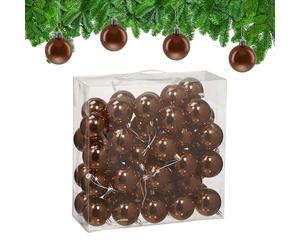 Relaxdays Bolas Árbol Navidad, Set 100, Plástico, Diseño Brillante, 6 cm, Adornos Navideños, Decoración Natal, Marrón