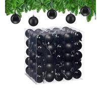 Relaxdays Bolas Árbol Navidad, Set 100, Plástico, Diseño en Mate y Brillante, 6 cm, Decoración, Adornos Navideños, Negro