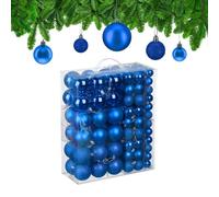Relaxdays Bolas árbol Navidad set 138 piezas azul,plata