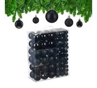 Relaxdays Bolas árbol Navidad set 138 piezas negro,plata