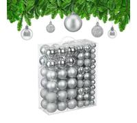 Relaxdays Bolas árbol Navidad set 138 piezas plata