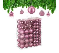 Relaxdays Bolas árbol Navidad set 138 piezas rosa,plata