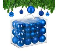 Relaxdays Bolas árbol Navidad set 50 piezas azul,plata