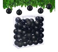 Relaxdays Bolas Árbol Navidad, Set 50, Plástico, Brillantes y Mates, 6 cm, Adornos Navideños Redondos, Robustos, Negro