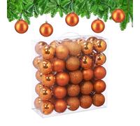 Relaxdays Bolas Árbol Navidad, Set 50, Plástico, Brillantes y Mates, 6 cm, Adornos Navideños Redondos, Robustos, Naranja