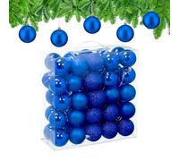 Relaxdays Bolas Árbol Navidad, Set 50, Plástico, Brillantes y Mates, 6 cm, Adornos Navideños Redondos, Robustos, Azul