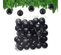 Relaxdays Bolas Árbol Navidad, Set 50, Plástico, Diseño Mate y Brillante, 6 cm, Adornos Navideños, Decoración, Negro